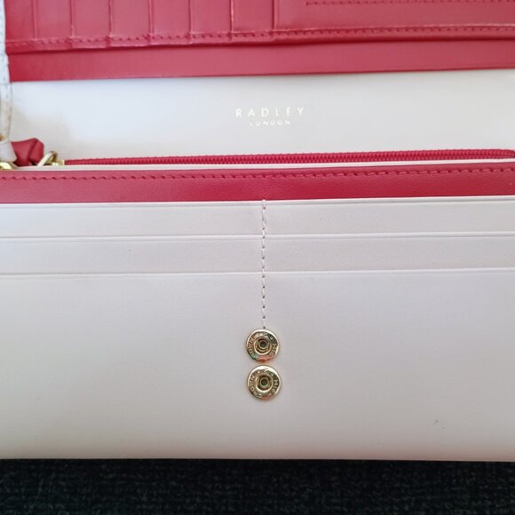 RADLEY LONDON "IN BLOOM" TRIFOLD LEATHER MATINEE WALLET BLUSH BEIGE DOG/FLOWERS - Picture 5 of 5